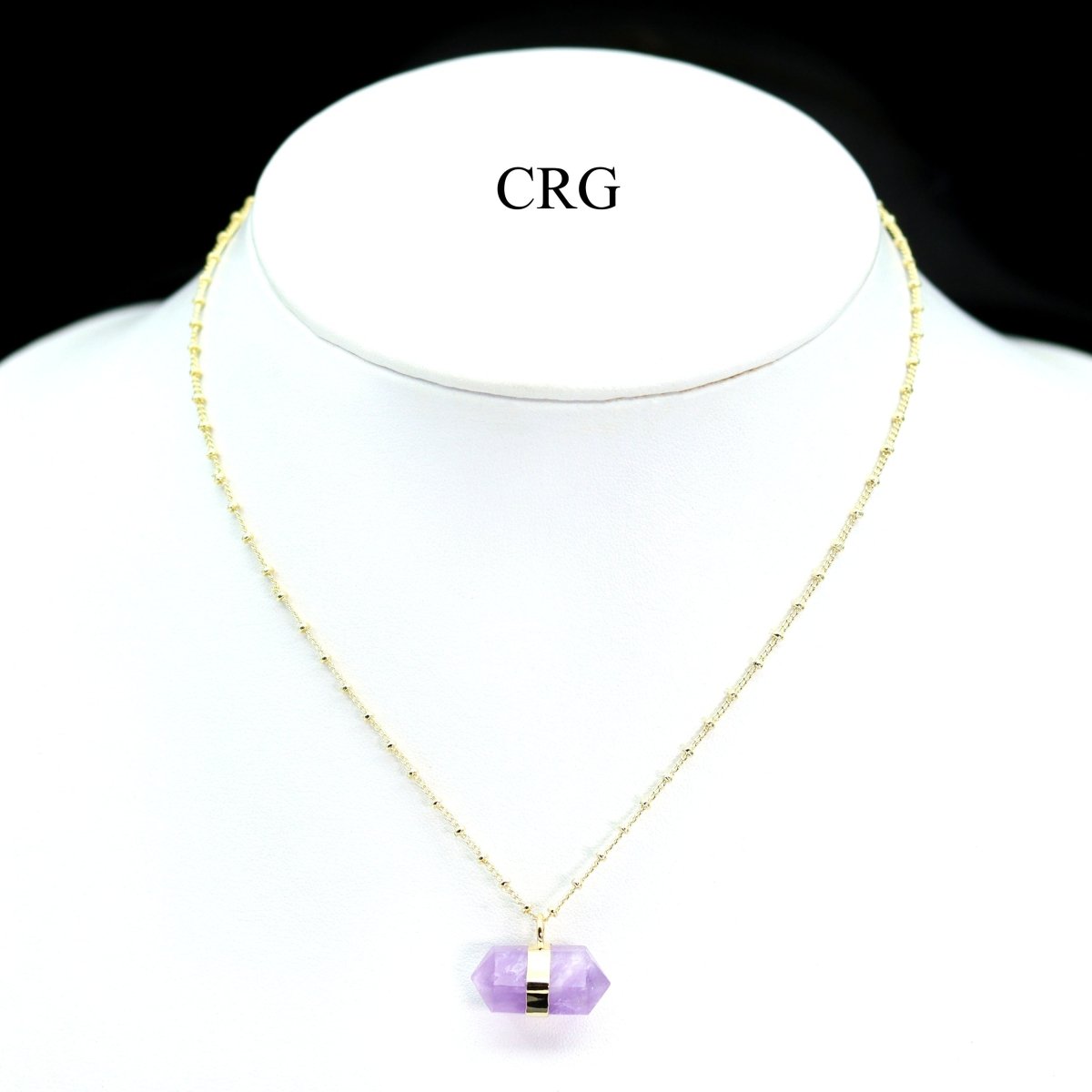 Amethyst Double Terminated Point Necklace with Gold Plating (17 Inches) (1 Piece)