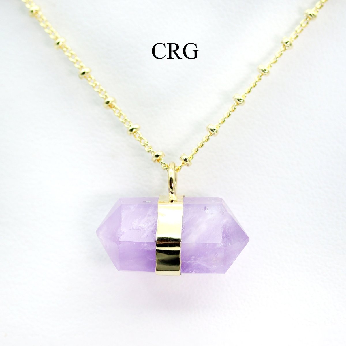 Amethyst Double Terminated Point Necklace with Gold Plating (17 Inches) (1 Piece)
