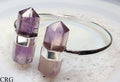 Amethyst Double Terminated Point Silver-Plated Cuff Bracelet (2.75 Inches) (1 Piece)