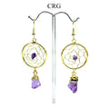 Amethyst Dream Catcher Earrings with Gold Plated Wire (2 Inches) (1 Pair)