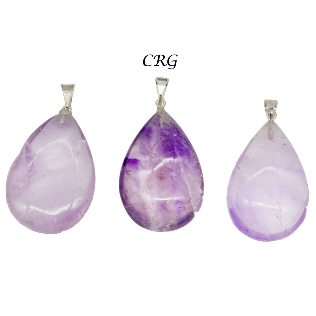 Amethyst Drop Pendants with Silver Bail (5 Pieces) Size 1 to 1.5 Inches Crystal Jewelry Charm