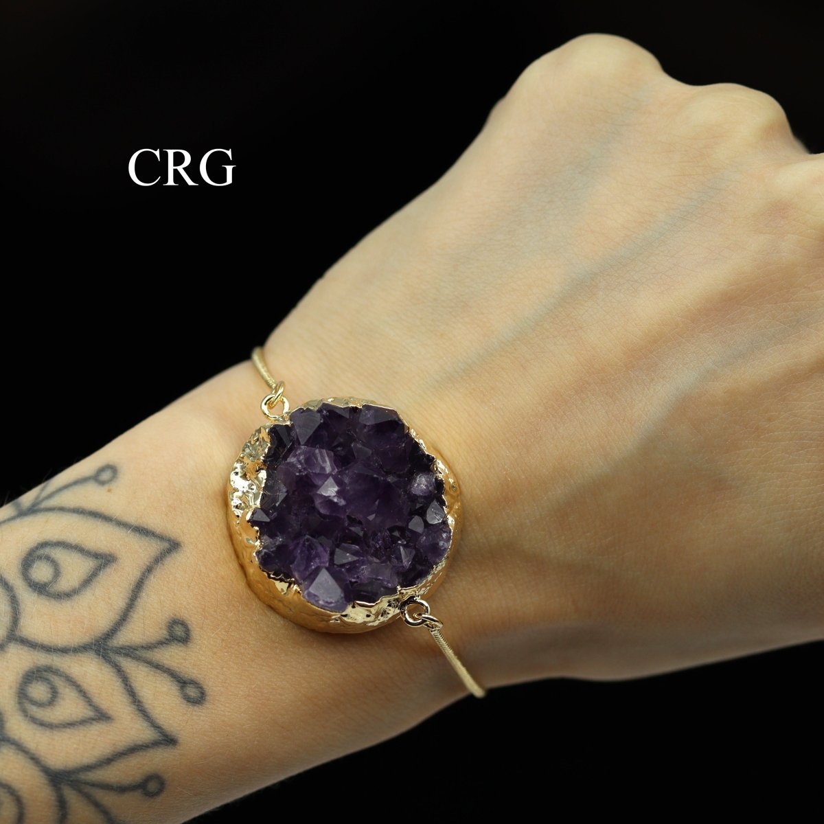 Amethyst Druzy Bracelet Gold Plated (6.5 Inches) (1 Piece)