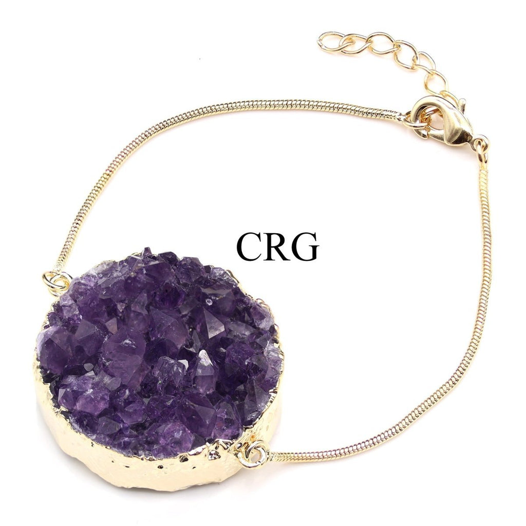 Amethyst Druzy Bracelet Gold Plated (6.5 Inches) (1 Piece)