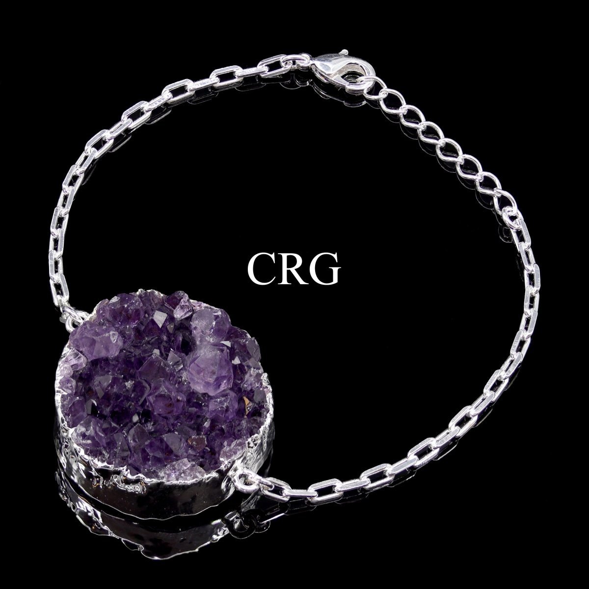 Amethyst Druzy Bracelet Silver Plated (6.5 Inches) (1 Piece)