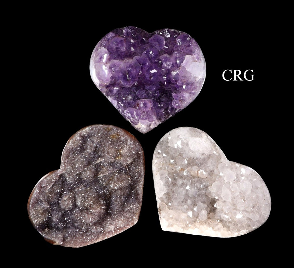 Amethyst Druzy Heart with Polished Edges (4 Kilo Lot) Size 1 to 2 Kilo Polished Edge Crystal Heart with Rough Back