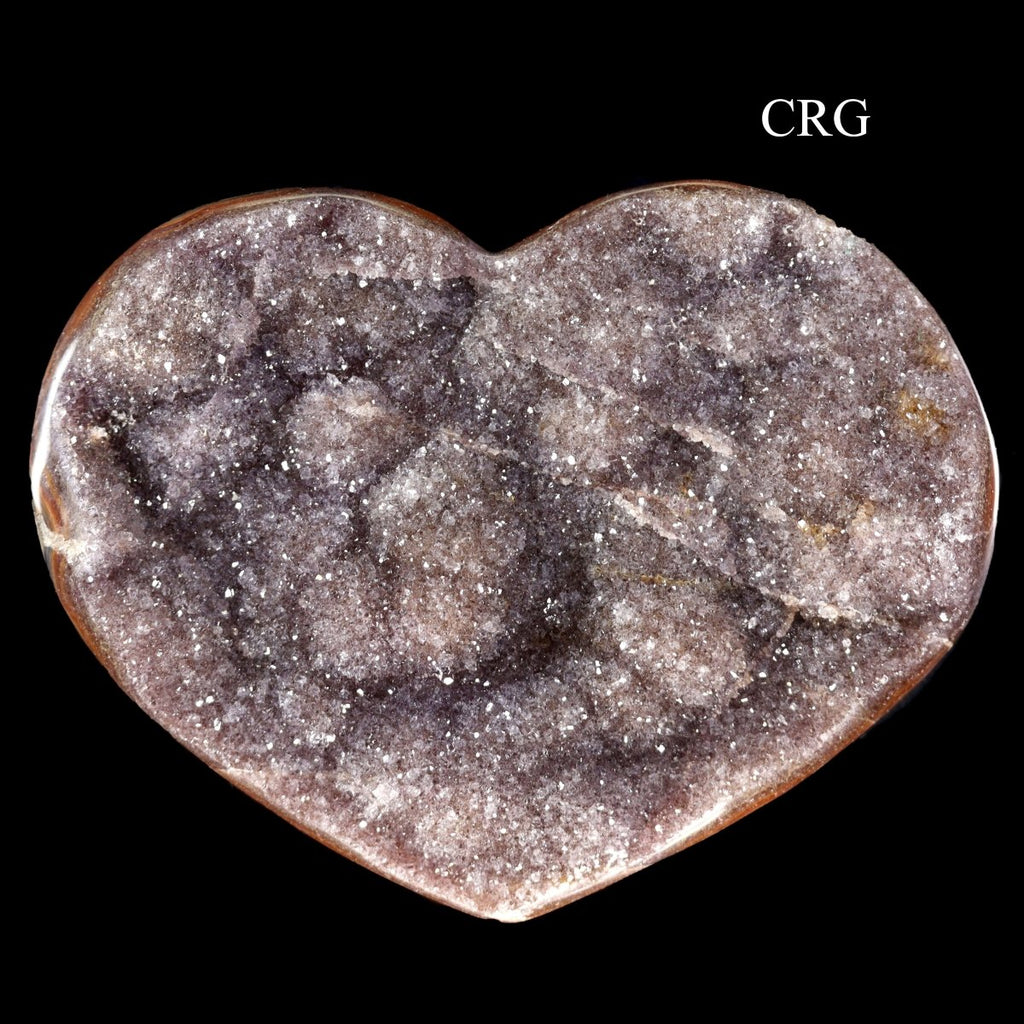 Amethyst Druzy Heart with Polished Edges (4 Kilo Lot) Size 1 to 2 Kilo Polished Edge Crystal Heart with Rough Back