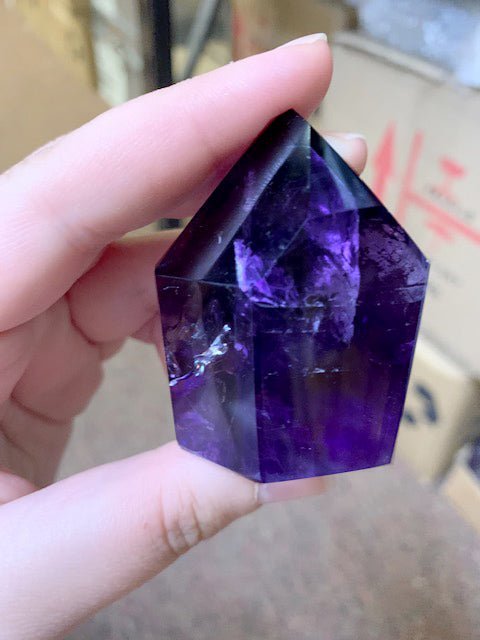 Amethyst Extra Quality Fully Polished Tower (1 Piece) Size 751 to 900 Grams Crystal Gemstone Point
