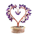 Amethyst Large Gemstone Tree Copper Wire On Soapstone Base (5 To 6 Inches) (Set Of 2) Crystal Chip Style Decorative Display