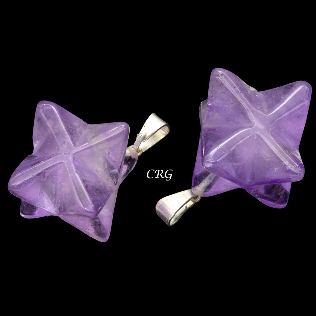 Amethyst Merkaba Pendant with Silver Bail 30mm (5 Pieces)
