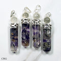 Amethyst Orgonite Point Pendant with Crystal Ball and Silver Plating (4 Pieces)