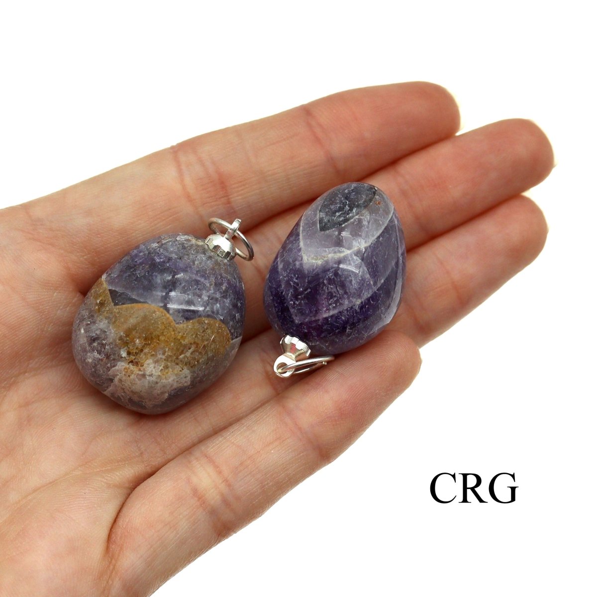 Amethyst Tumbled Pendant with Silver Plated Bail (0.5 To 1 Inch) (4 Pieces) (INJD)