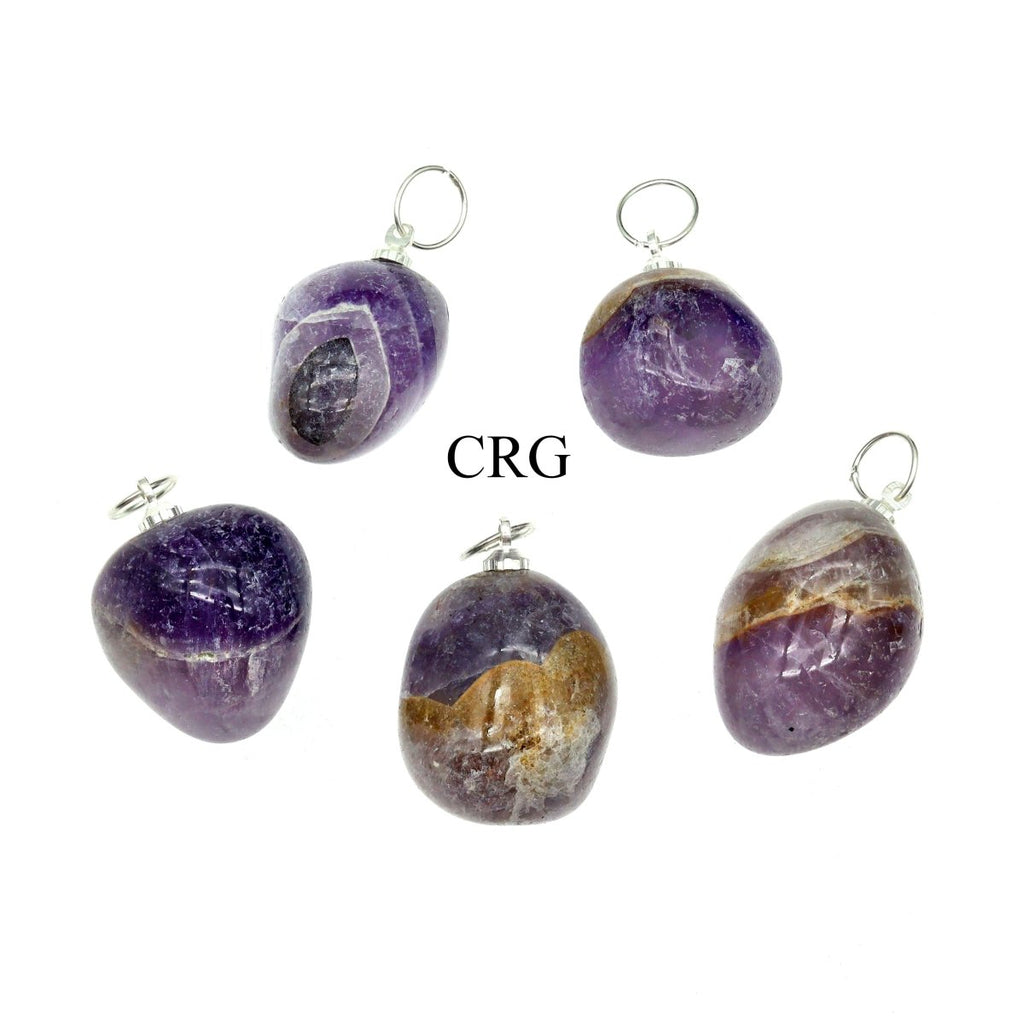 Amethyst Tumbled Pendant with Silver Plated Bail (0.5 To 1 Inch) (4 Pieces) (INJD)