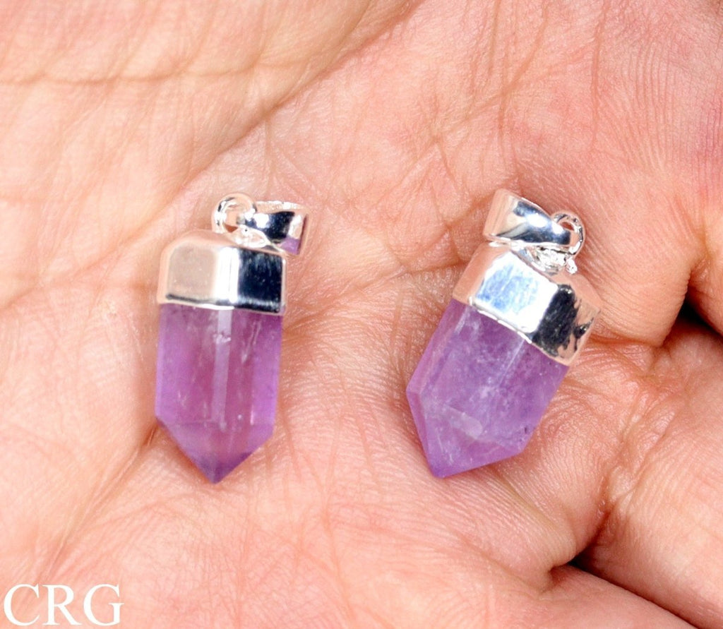 Amethyst Mini Point Pendant with Silver Plating (0.5 Inch) (1 Piece)