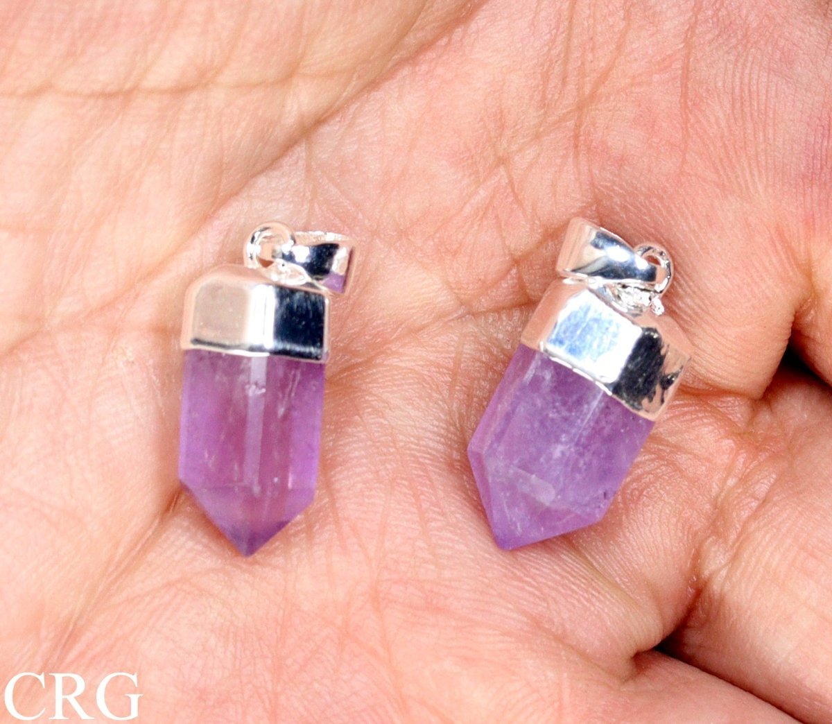 Amethyst Mini Point Pendant with Silver Plating (0.5 Inch) (1 Piece)