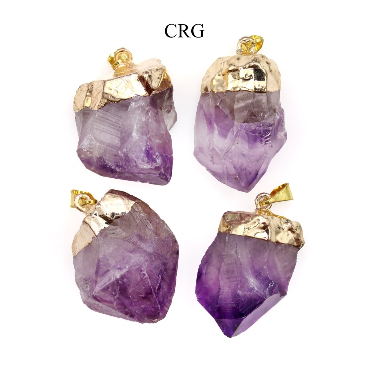 Amethyst Raw Point Pendant with Gold Plating (1 Inch) (4 Pieces)