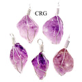 Amethyst Point Pendant with Silver Plated Wire Cage (1 To 2 Inches) (4 Pieces)