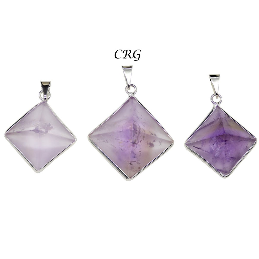 Amethyst Pyramid Pendant with Silver Bai (5 Pieces) Size 35 to 45 mm Crystal Jewelry Charm