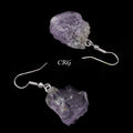 Amethyst Rough Earrings with Silver Plated Wire (0.5 To 1 Inch) (1 Pair)