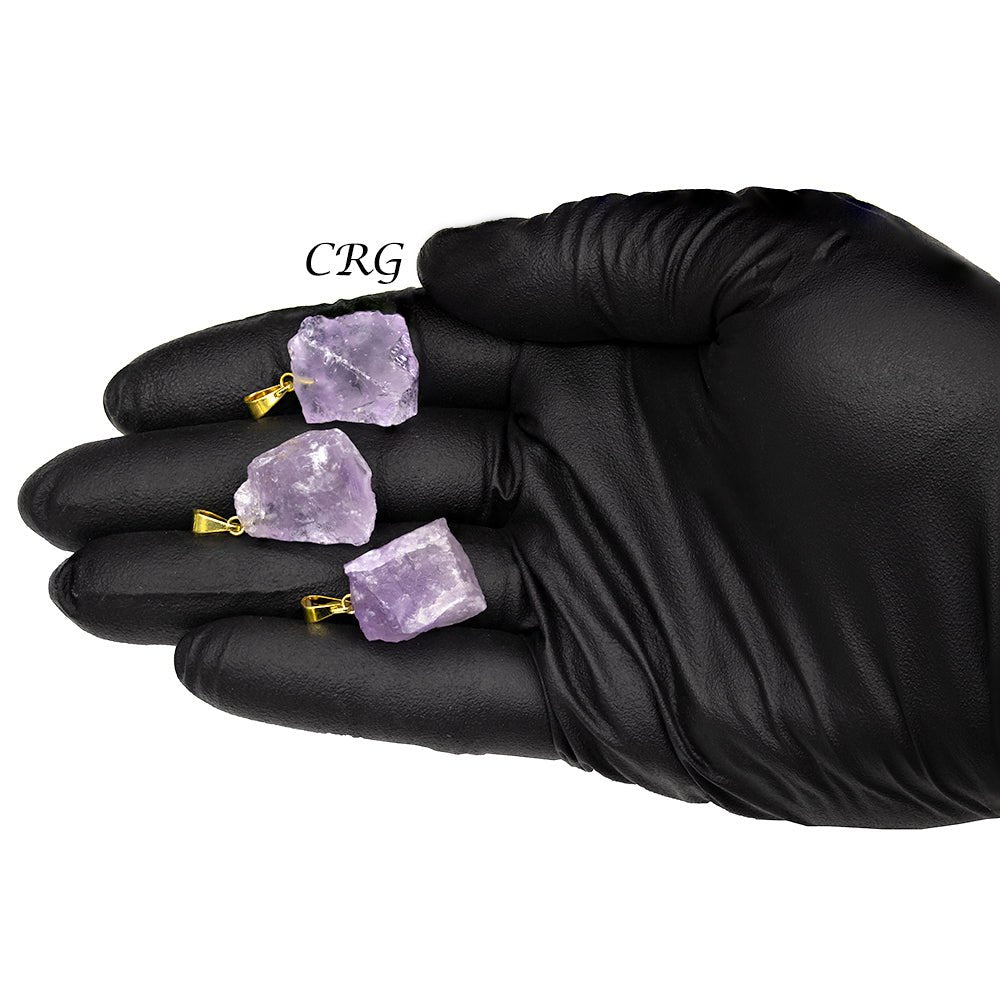 Amethyst Rough Pendant with Gold Plated Bail (0.5 To 1 Inch) (4 Pieces)