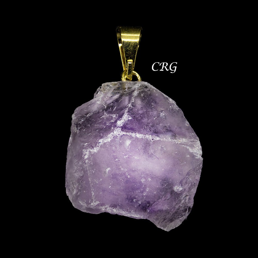 Amethyst Rough Pendant with Gold Plated Bail (0.5 To 1 Inch) (4 Pieces)