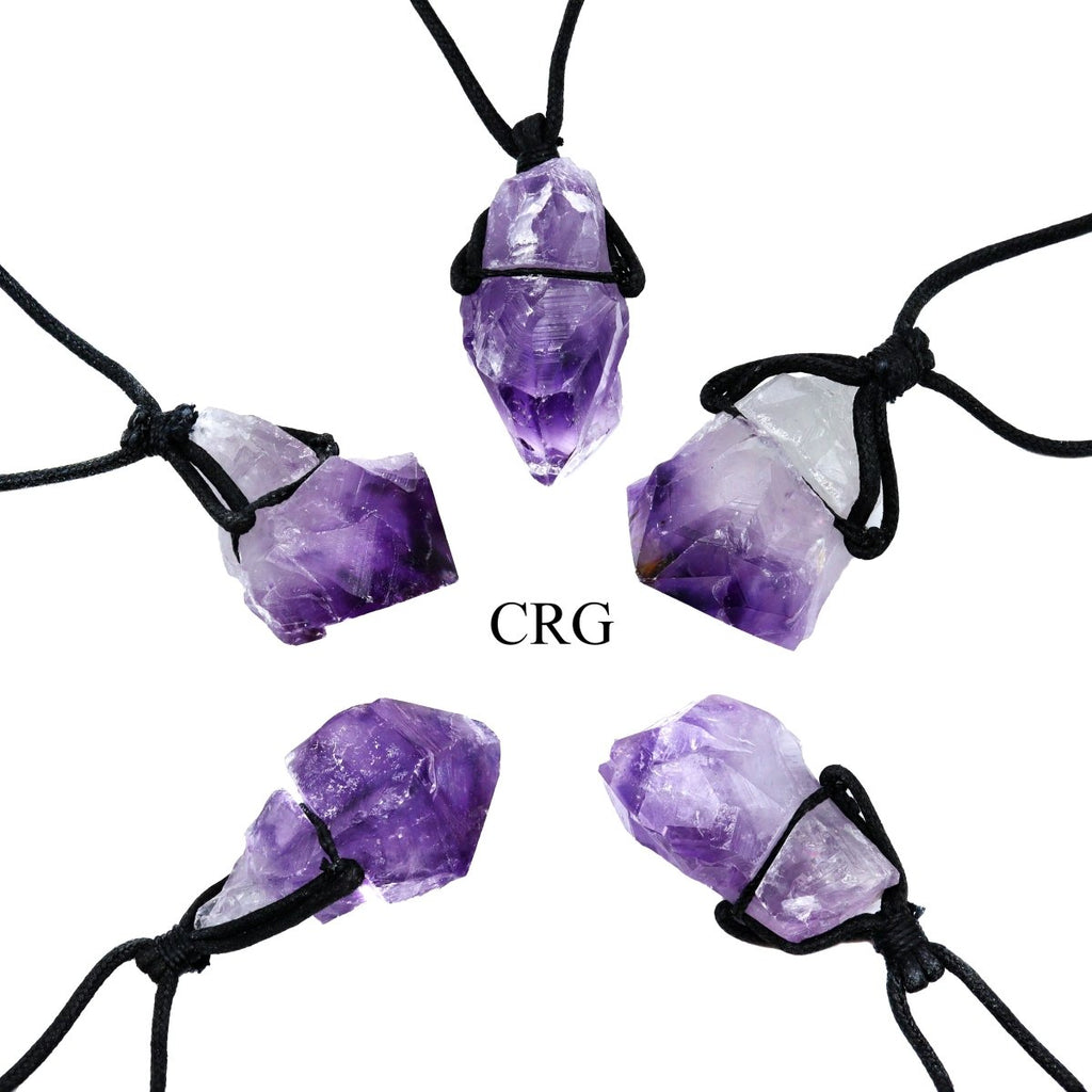 Amethyst Rough Necklace on Black Cord (13 Inches) (4 Pieces)