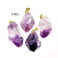 Amethyst Raw Point Pendant with Gold Plated Bail (0.5 To 1 Inch) (4 Pieces)