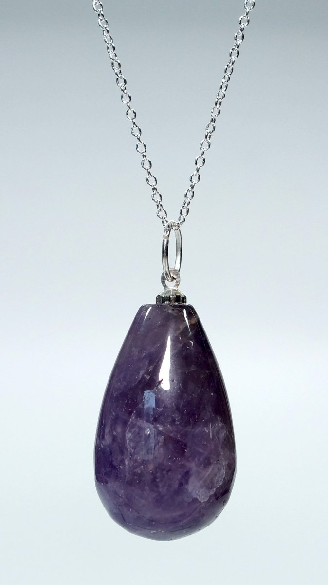 Amethyst Teardrop Pendant with Silver Plated Bail (1.5 To 2 Inches) (4 Pieces) (INJD)