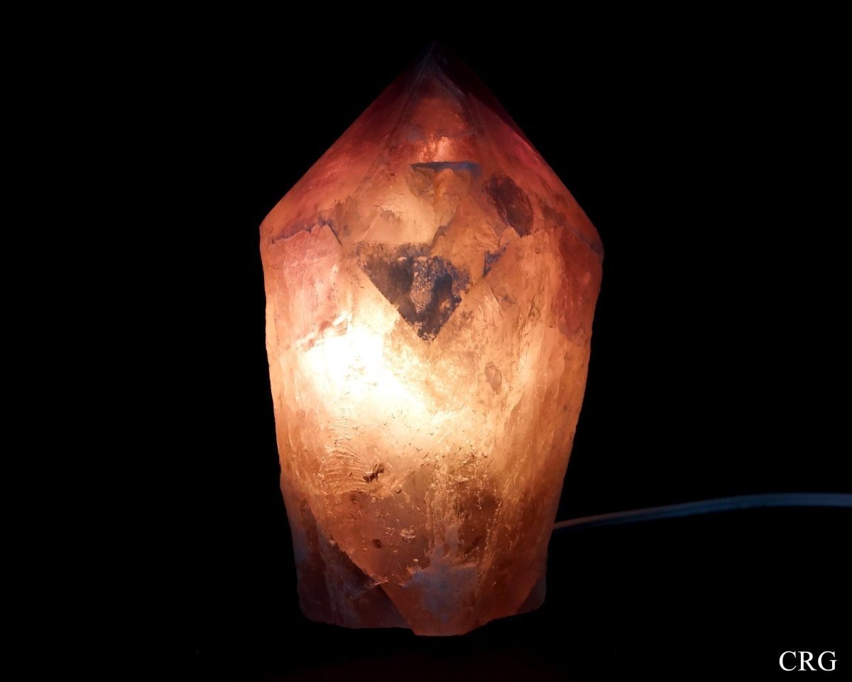 Amethyst Top Polished Point Lamp with Cord and Bulb (1 Piece)