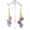 Amethyst Triple Point Earrings with Gold Plating (2 Inches) (1 Pair)