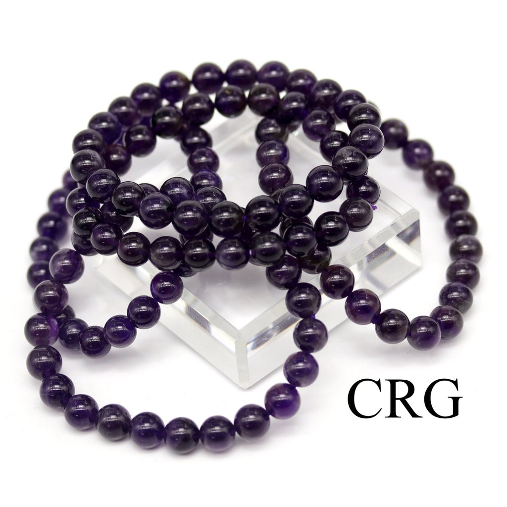 Amethyst Round Bead Stretch Bracelet (8 mm) (1 Piece)