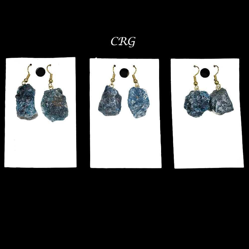 Apatite Rough Earrings with Gold Plated Wire (0.5 To 1 Inch) (1 Pair)