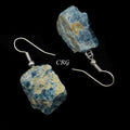 Apatite Rough Earrings with Silver Plated Wire (0.5 To 1 Inch) (1 Pair)