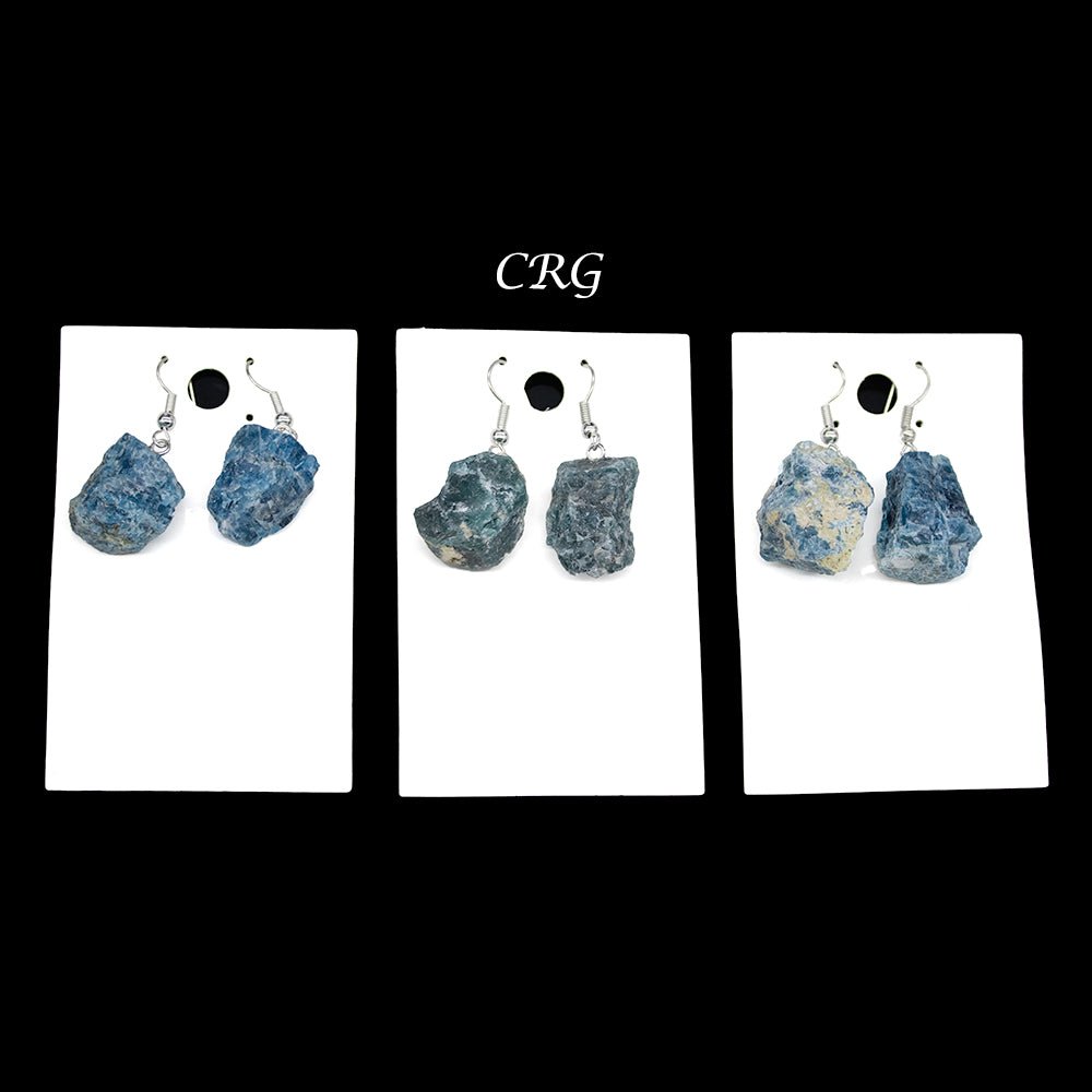 Apatite Rough Earrings with Silver Plated Wire (0.5 To 1 Inch) (1 Pair)