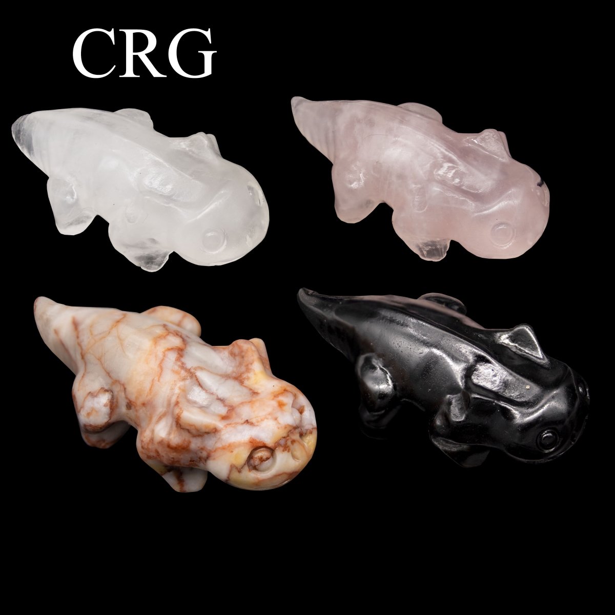 Assorted Gemstone Axolotl Carving (4 Pieces) Size 5 cm Mixed Crystal Animal Shape