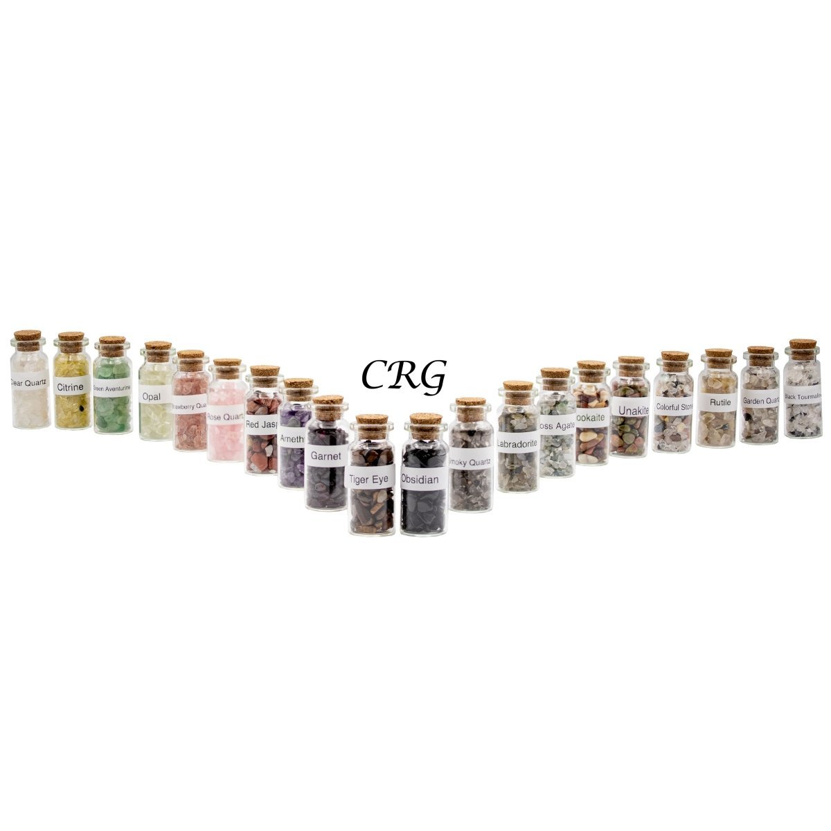 Assorted Gemstone Chip Bottles 2.5 Inches (20 Pieces)
