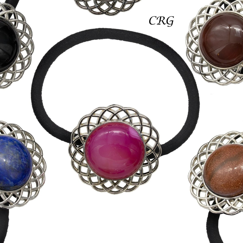 Assorted Gemstone Elastic Hair Tie 1 inch (10 Pieces)