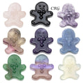 Assorted Gemstone Christmas Gingerbread Man (4 Pieces) Size 1.5 Inches Mixed Crystal Carvings