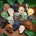 Assorted Gemstone Skulls Size 2 Inches Mixed Crystal Carvings