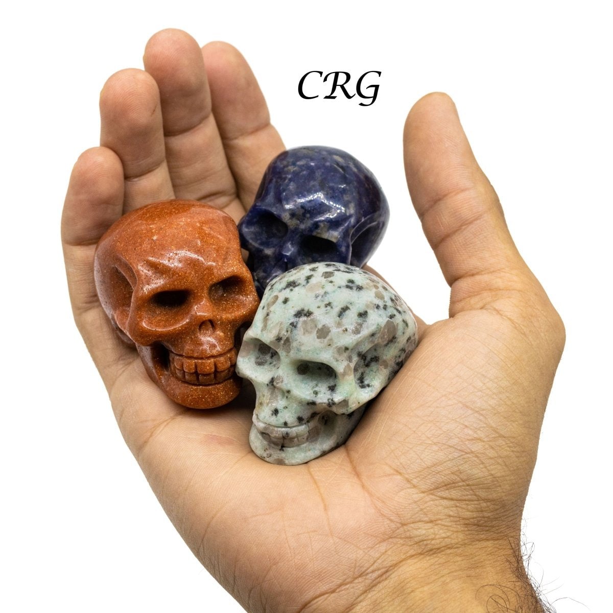 Assorted Gemstone Skulls Size 2 Inches Mixed Crystal Carvings