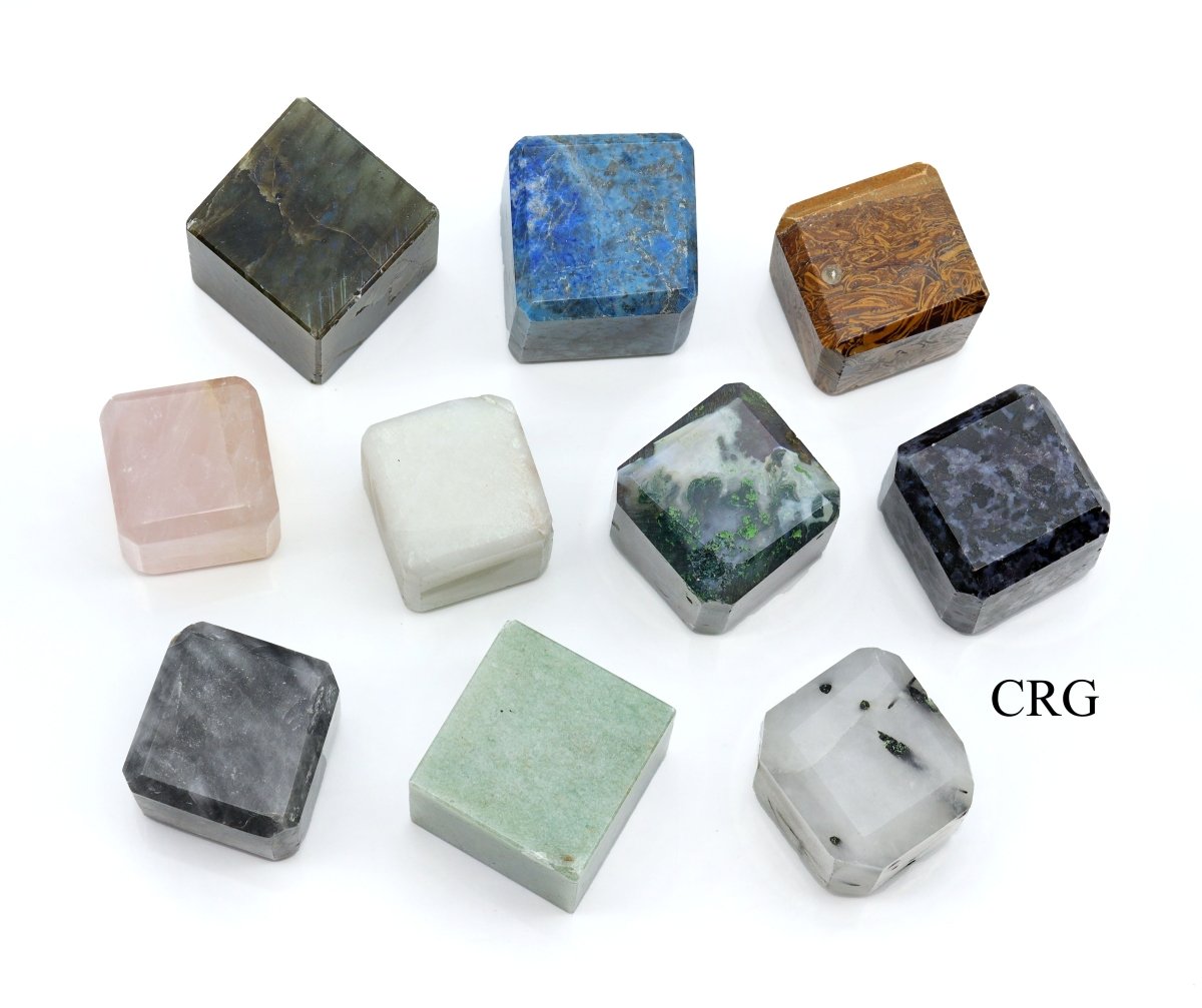 Assorted Hand-Carved Gemstone Cubes (4 Pieces) Size 25 to 40 mm Crystal Gemstone Shapes