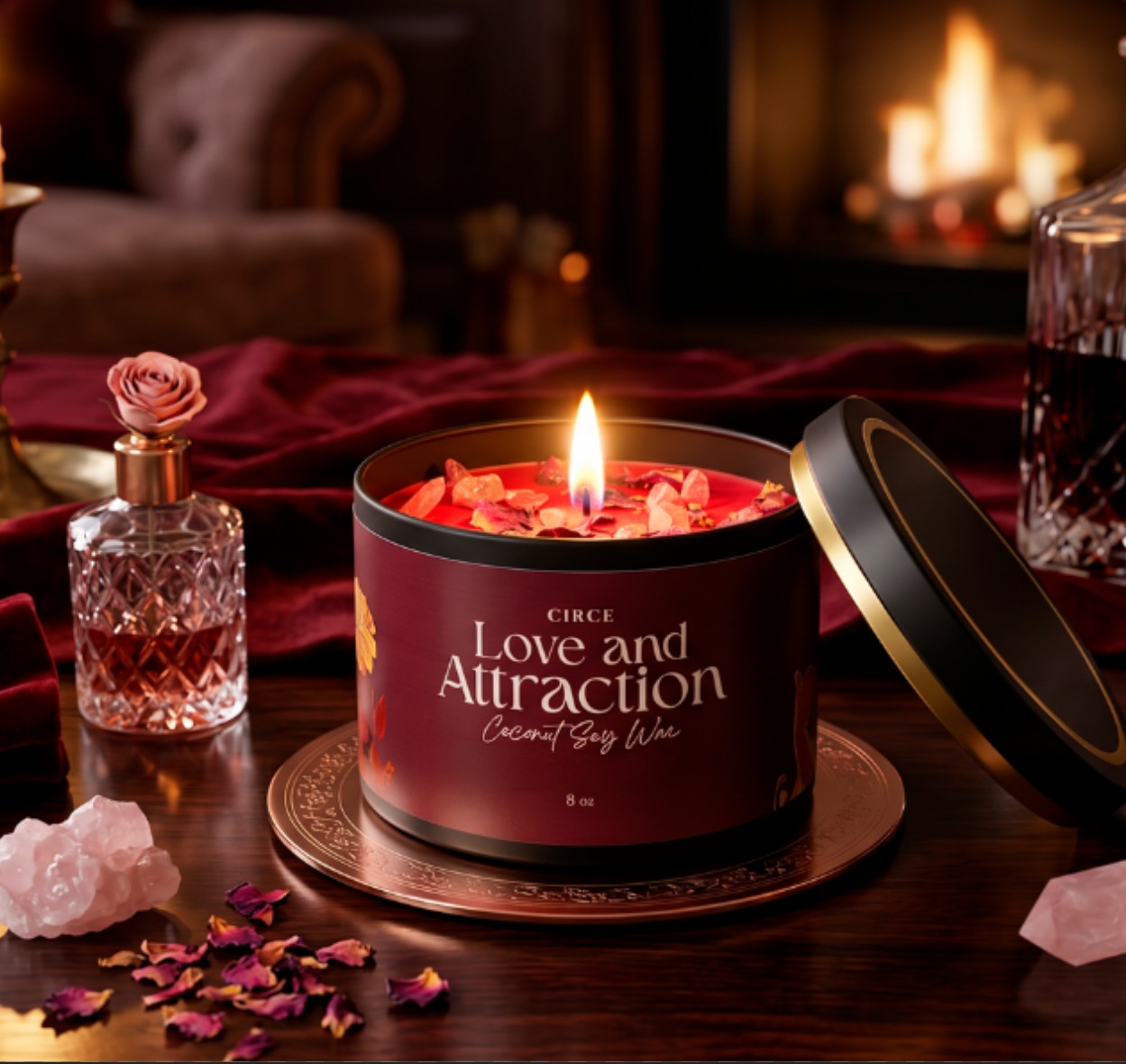 Love & Attraction Candle — 8‑oz Romantic Manifestation