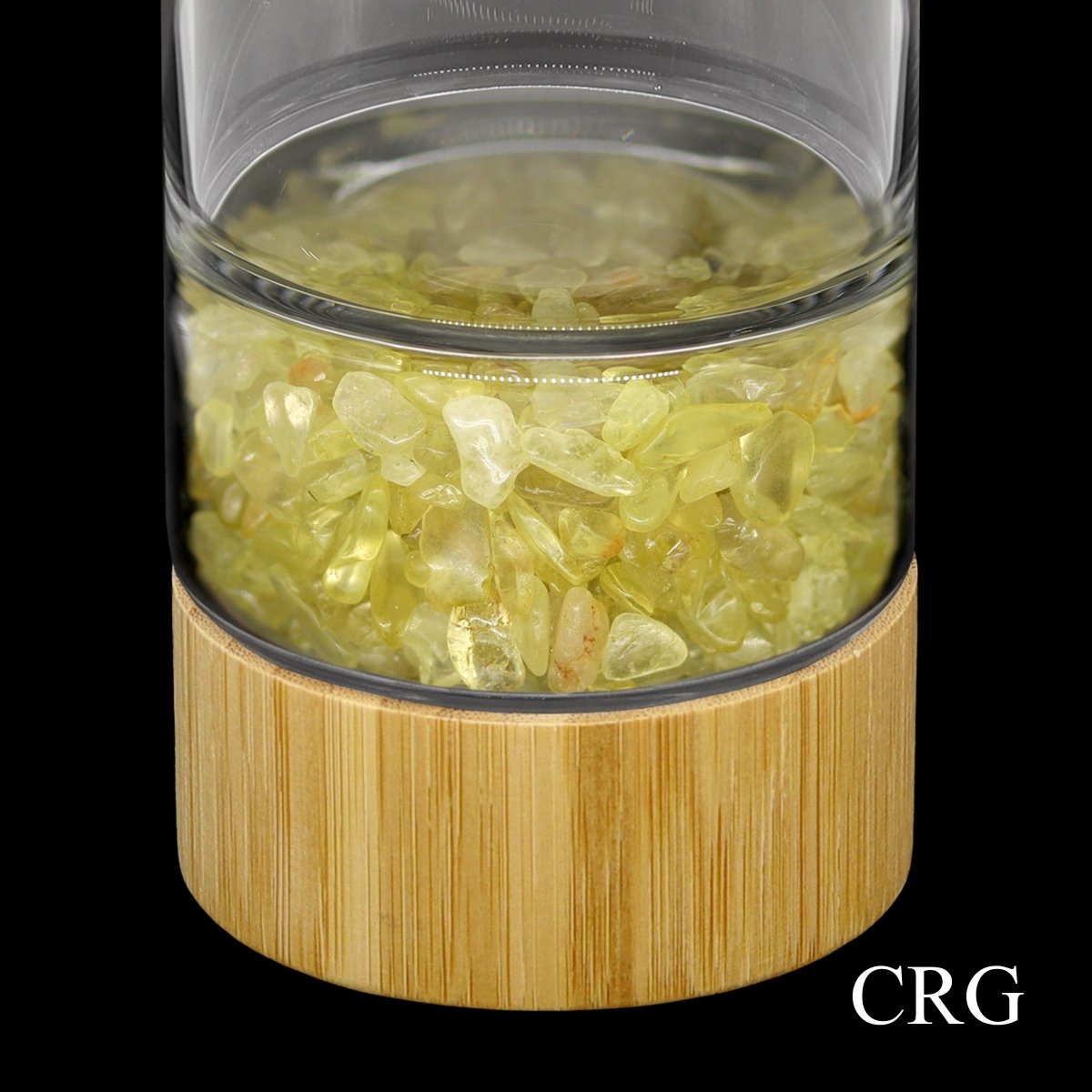 Bamboo Glass Water Bottle with Citrine Gemstones