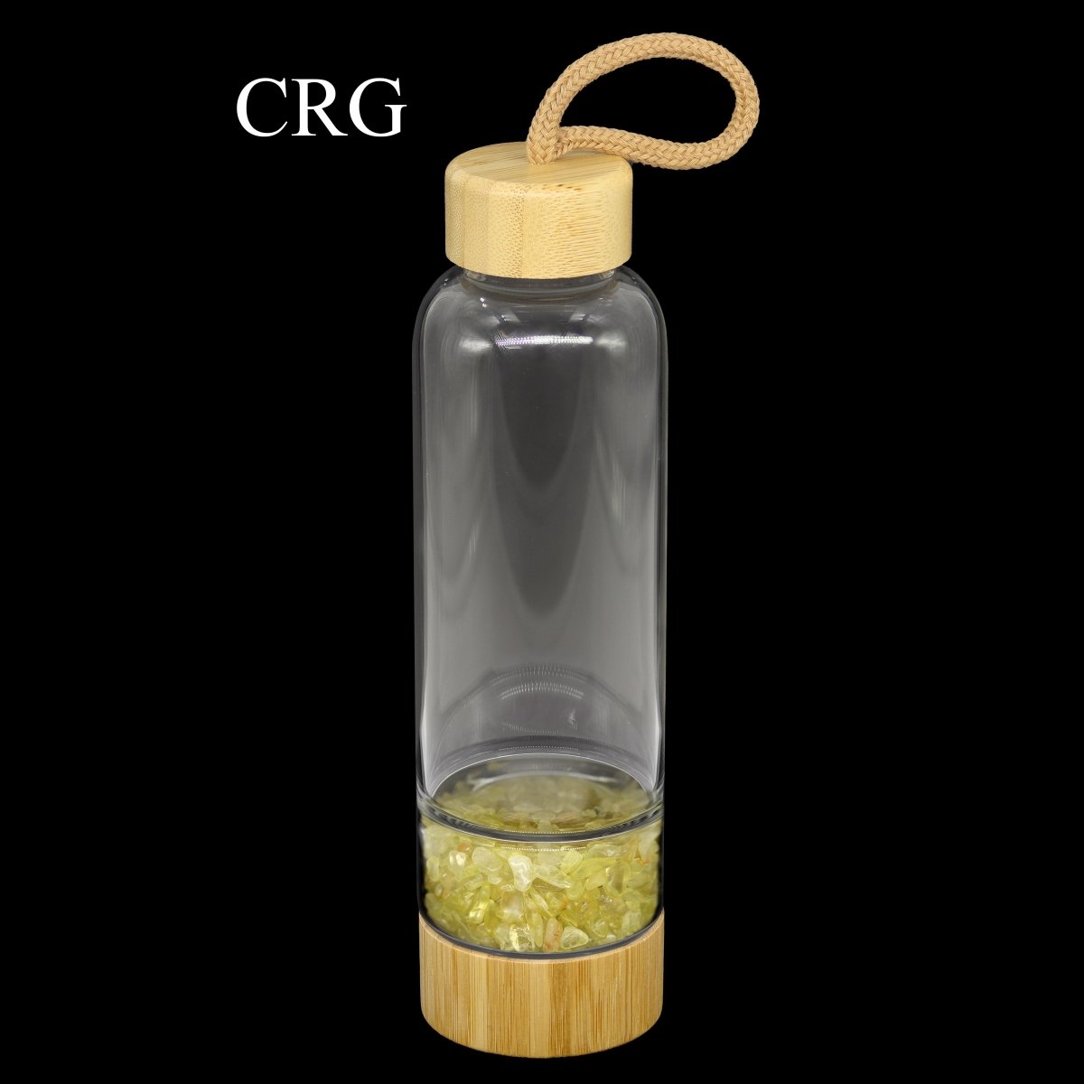 Bamboo Glass Water Bottle with Citrine Gemstones
