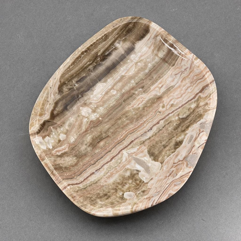 Banded Onyx Calcite Free Form Dish 20CM (1 Piece) Home Decor Jewelry Bowl