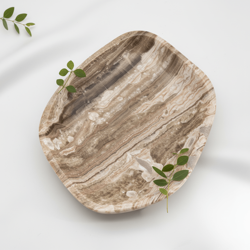 Banded Onyx Calcite Free Form Dish 20CM (1 Piece) Home Decor Jewelry Bowl