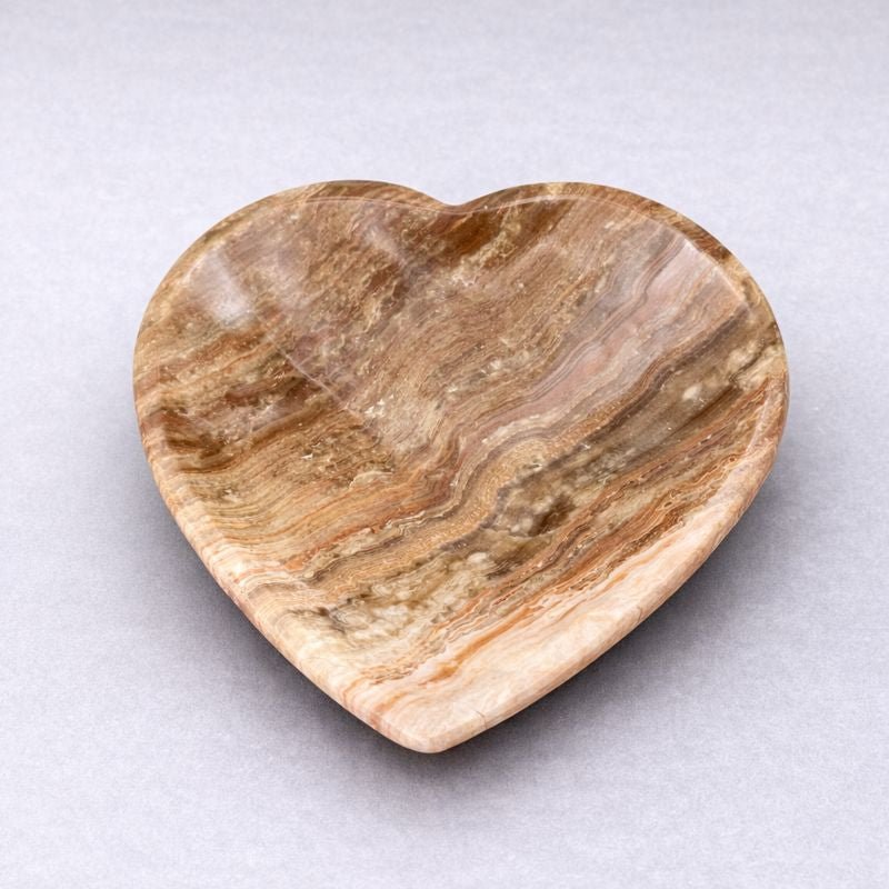 Banded Onyx Calcite Heart Dish Home Decor Jewelry Bowl
