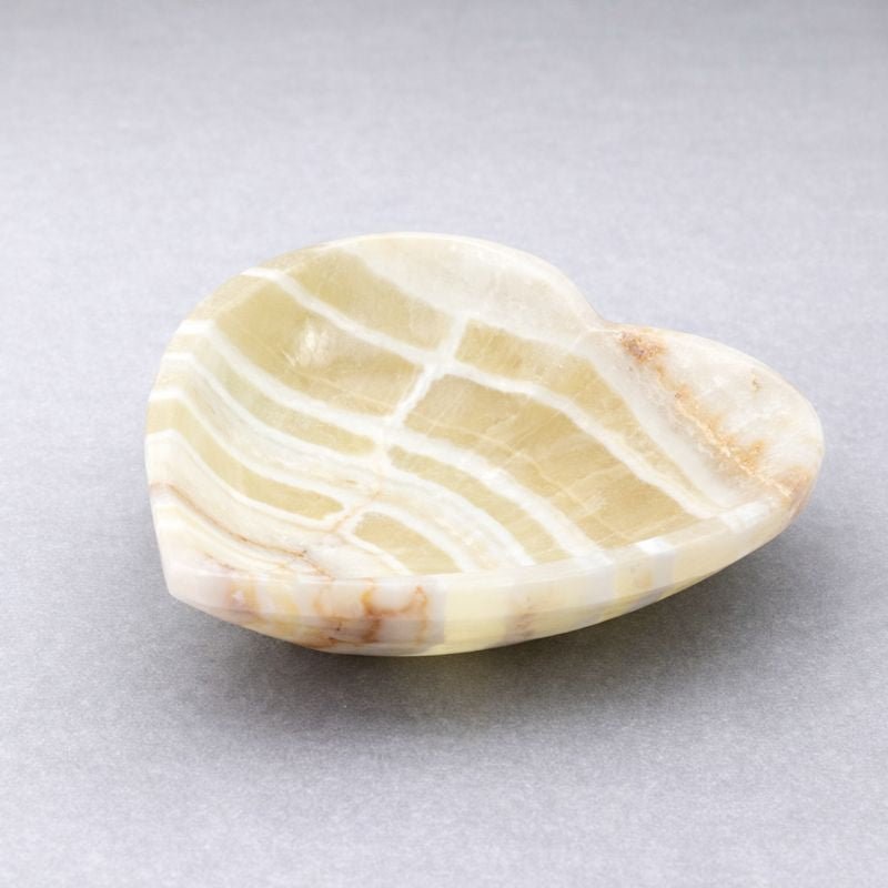 Banded Onyx Calcite Heart Dish Home Decor Jewelry Bowl
