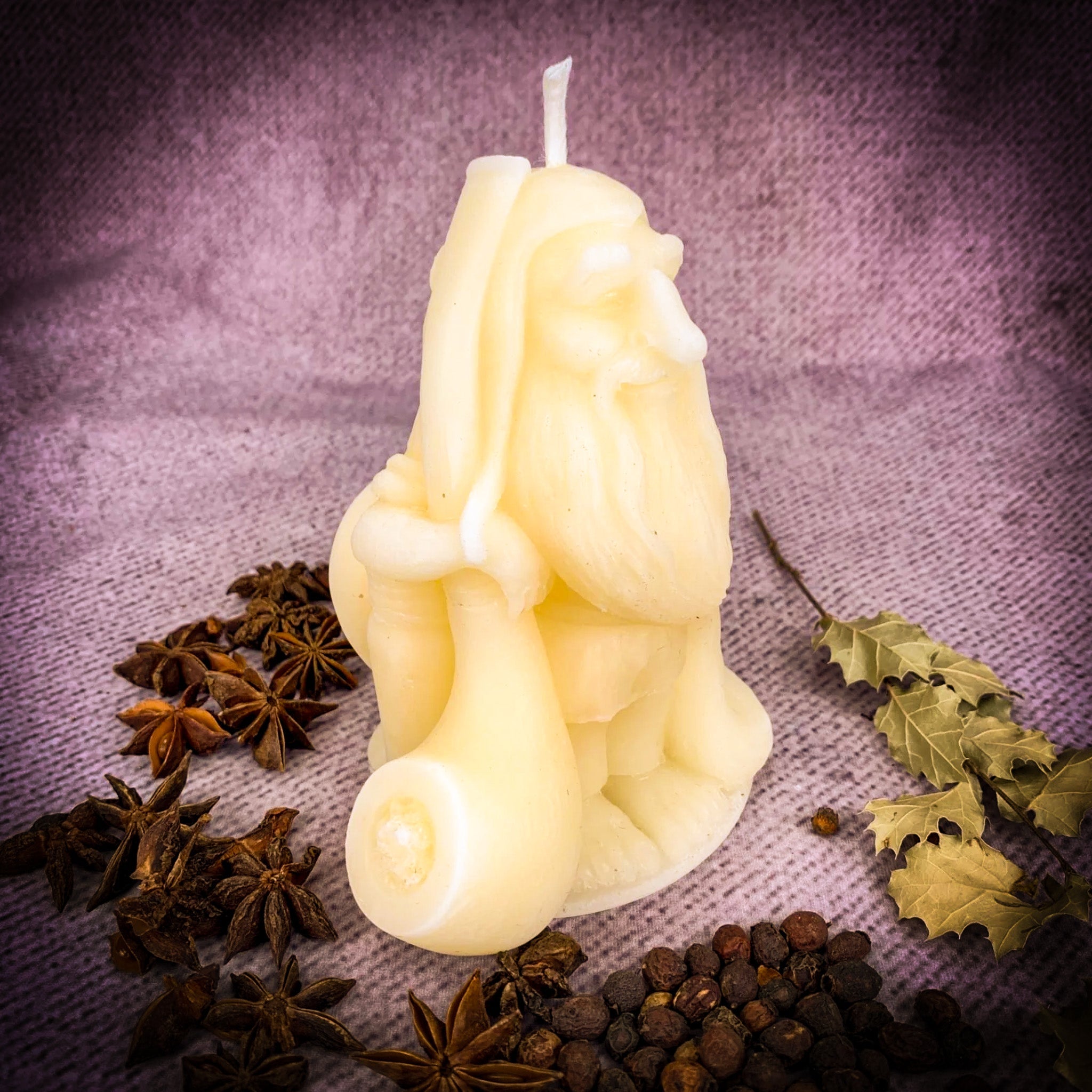 Beeswax Domovyk House Gnome Spell Candle - Home Blessing & Protection