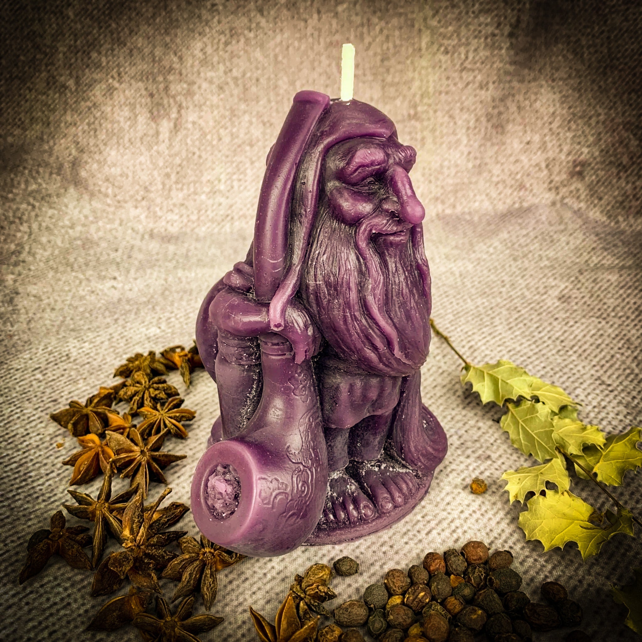 Beeswax Domovyk House Gnome Spell Candle - Home Blessing & Protection