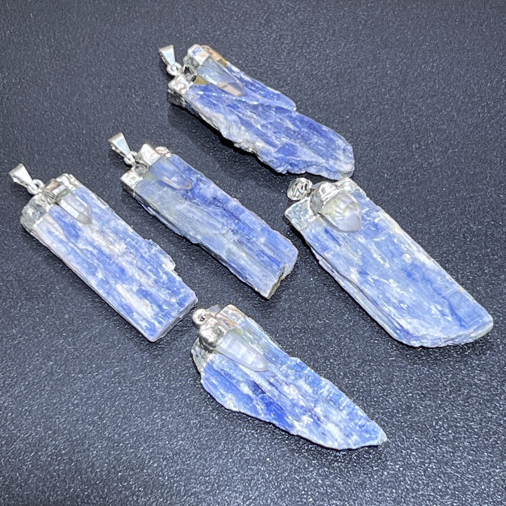 Kyanite and Quartz Crystal Pendant (Silver Plated)